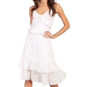 Senlis Cora Ruffled Sleeveless Mini Dress White Diamond Fil Coupe Size XS NEW